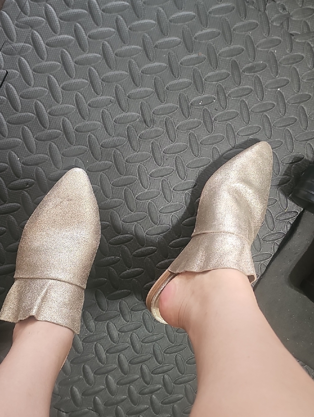 Free People Gold Metallic Pointed Slip-On Mules